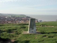 PB100118	The Trig point to the east of Sheringham, looking west over the town.