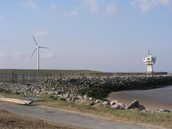 P20034221794	A wind turbine near Liverpool container port.
