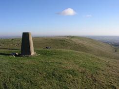 The trig point at the top of the Weaver Hills.