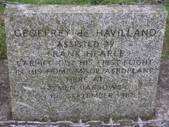 P2007B141084	A stone commemorating the first flight on Geoffrey de Havilland.
