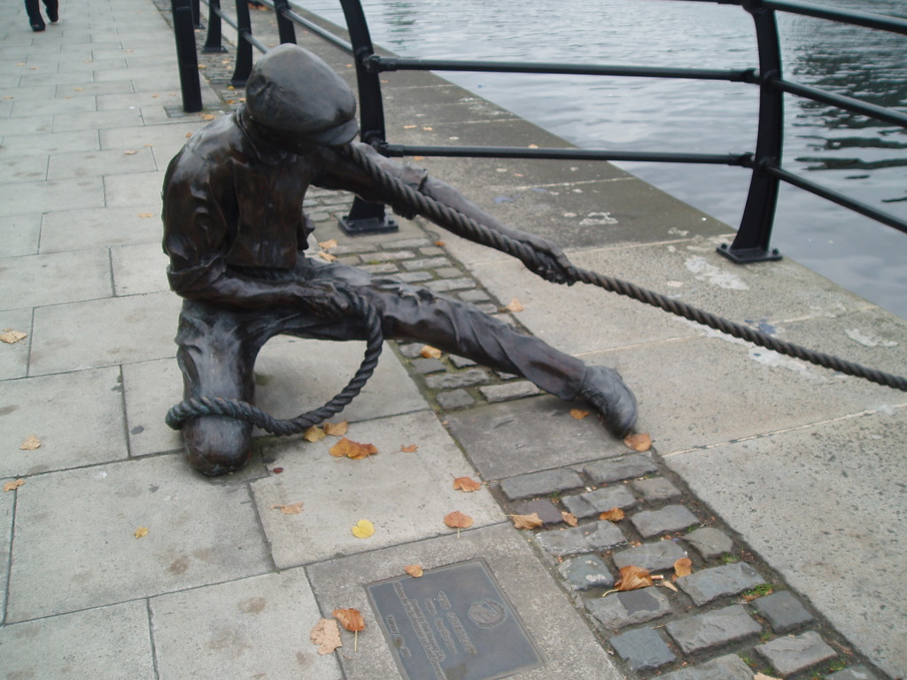 A statue by the Liffie in Dublin.