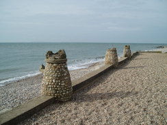 P20092260076	Old sea defences at Selsey Bill.