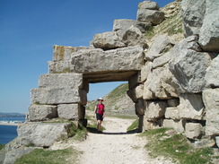 P20105220167	Sencan under a stone arch in a quarry.