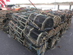 P20111021255	Lobster pots on Mudeford Quay.