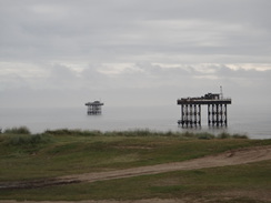P2012DSC02014	Two structures out to sea near Sizewell power station.