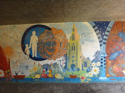 P2018DSC08781	A mural in the A605 underpass.
