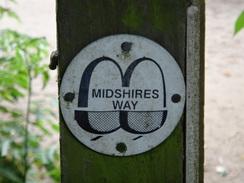 P2018DSC02616	A Midshires Way sign on Harlestone Heath.