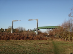 P2018DSC06531	Approaching the footbridge leading over the railway line into Isham.