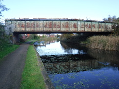 P2019DSCF3586	A rail bridge over the canal in Orrell.