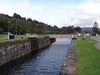 Gairlochy Bottom Lock and the swing bridge.