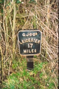 AC32	A signpost on the Grand Union Canal - Leicester 17 miles.