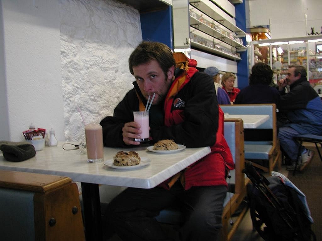 Myself, the rock cake and milkshake in the Clipper Cafe. 
