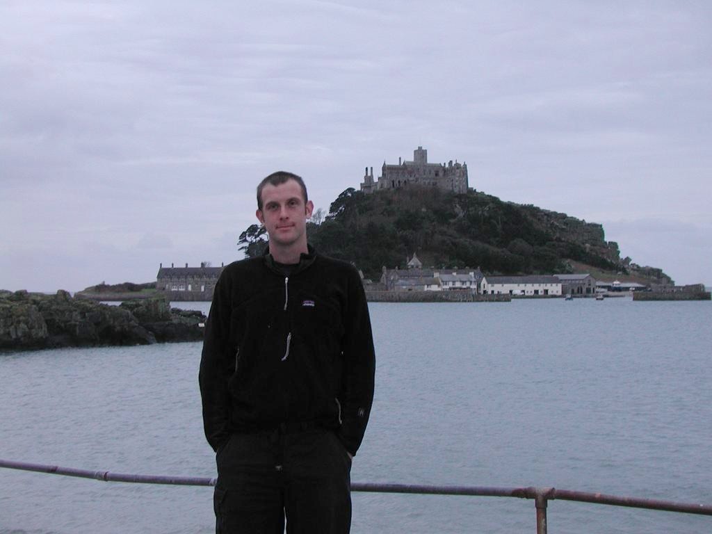 Myself standing in front of St Michael's Mount. 