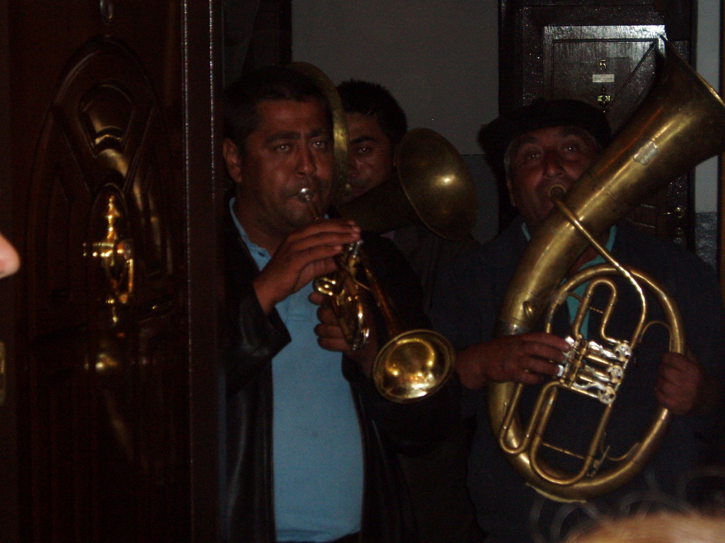 The brass band in the flat.