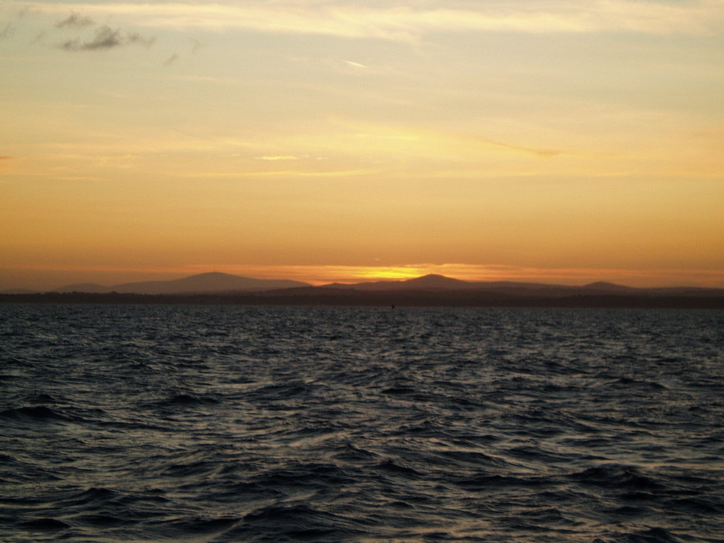 The sun setting over Ireland.