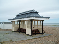 P20107070114	A beach shelter in Worthing.
