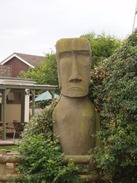 P20108030046	An Easter Island statue outside The Lamb Inn, Winkton