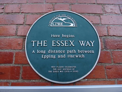 P2012DSC03797	A plaque marking the start of the Essex Way at Epping station.