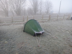 P2013DSC05135	A frosty Akto tent at the campsite in Blackwell.