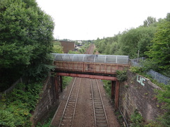 P2018DSC04089	A railway line heading under the canal near Lambhill.