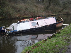 P2019DSC08925	A half-sunken boat in Heath Charnock.