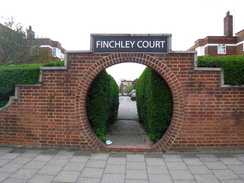 P2019DSCF2849	A rather architecutral entrance to Finchley Court.